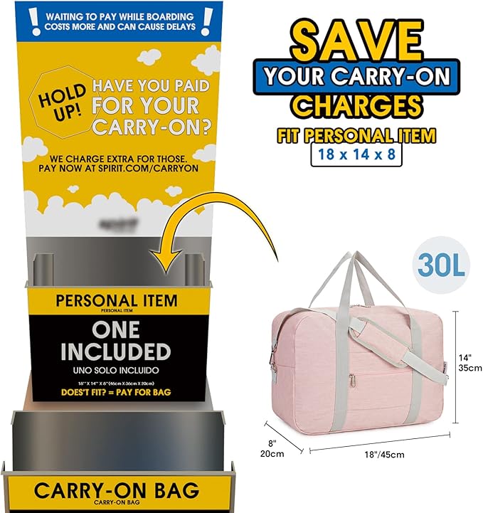For Spirit Airlines Personal Item Bag 18x14x8 Foldable Travel Duffel Bag Tote - Image 2