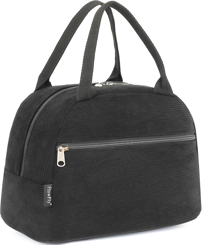 FlowFly Lunch Bag for Women Insulated Lunch Box Corduroy Lunch Tote Cooler for by FlowFly