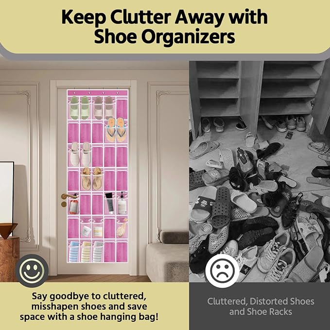 35 Pocket Over the Door Shoe Organizer, Reusable Breathable Large Mesh Bag - Image 7