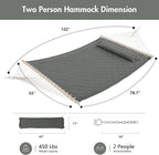 ANOW 2 Person Hammock with Spreader Bars and Detachable Pillow, Quilted Hammock - Image 6