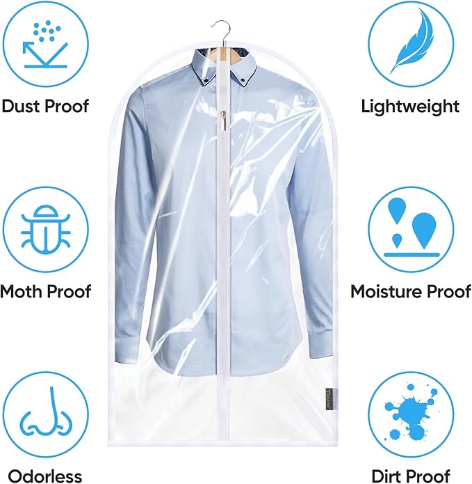 BALEINE 60'' Clear Garment Bags, 12 Packs PEVA Dress Bag - Image 3
