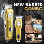 DSP Professional Hair Clipper for Men, Clipper and Trimmer Set - Electric Clipper for Hair Cutting, Cordless Barber Clipper Set with LED Display for Men Gift (Gold)