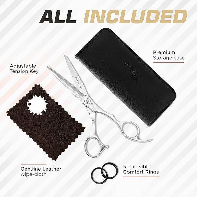 Fagaci Professional Hair Scissors 6' Razor Sharp Blades, Fine Cutting ATS314 Steel Hair Cutting Scissors