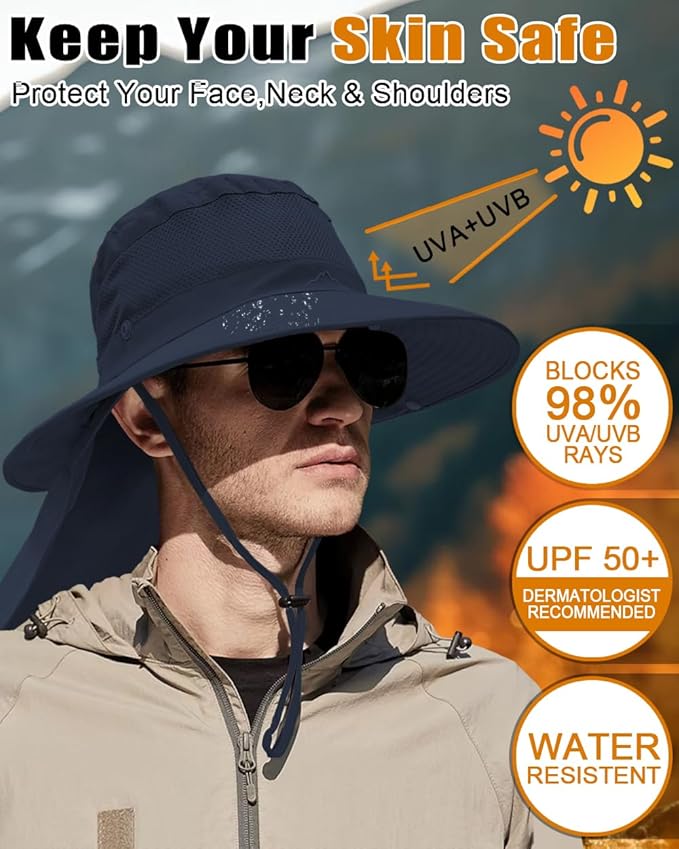 Outdoor Sun Hats with Stowable Neck Flap - Image 3