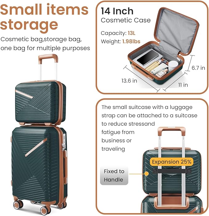 Campfun Luggage Sets 4 Piece, Expandable Carry On Luggage Set Hardshell PP - Image 4