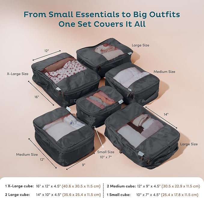 6-Pack Compression Packing Cubes Travel Essentials - Image 4
