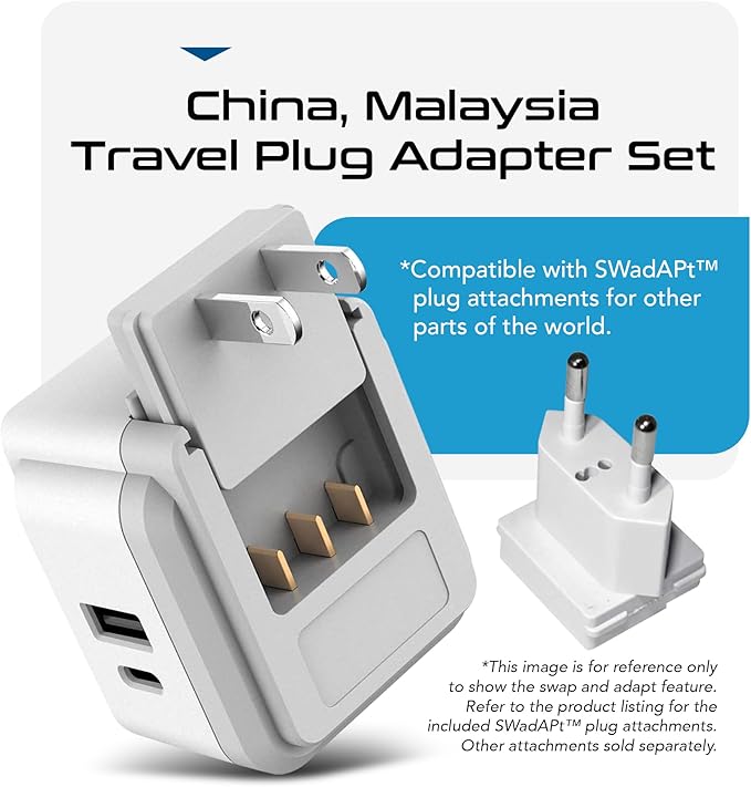 Ceptics China, Malaysia Power Adapter Travel Set, 20W PD & QC, Safe Dual USB & - Image 5
