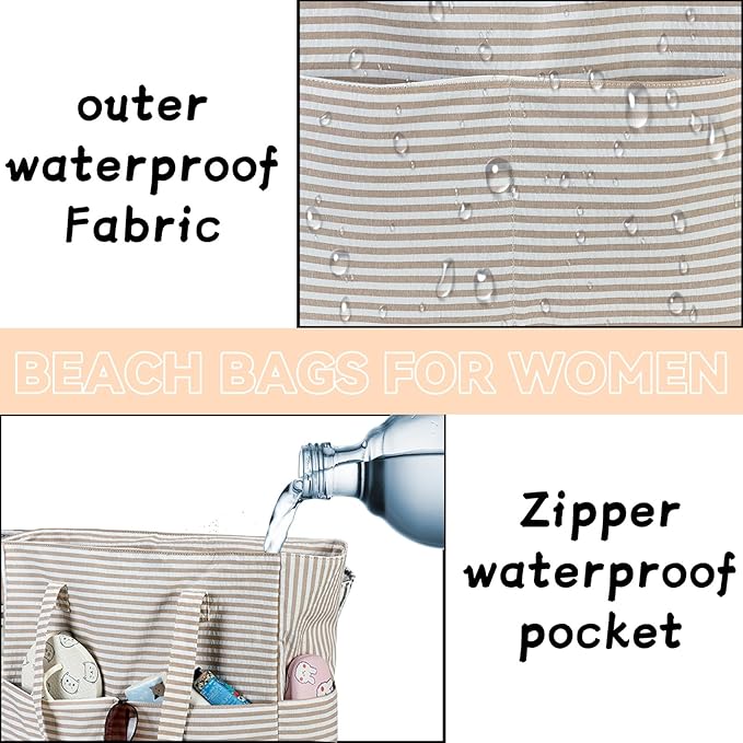 LEDAOU Beach Bag Waterproof Sandproof Women Tote Bag Pool Bag - Image 9