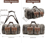 Wildroad 50L Travel Duffel Bag, Expandable Canvas Genuine Leather Duffle Bag - Image 7