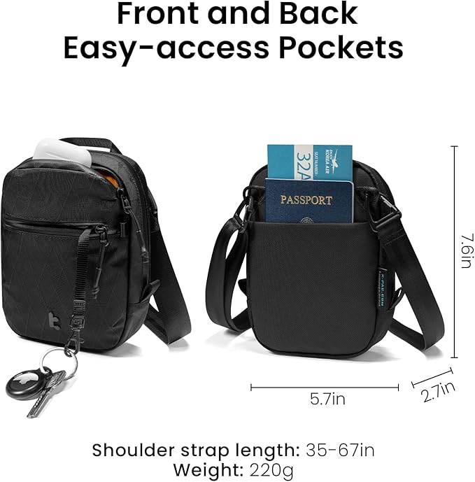 tomtoc Aviator-T37 X-Pac Travel Crossbody RFID Blocking Bag, Holds 4-6 Passports - Image 7