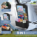Car Backseat Organizer with table Tray, 9 Storage Pockets Backseat Car - Image 4
