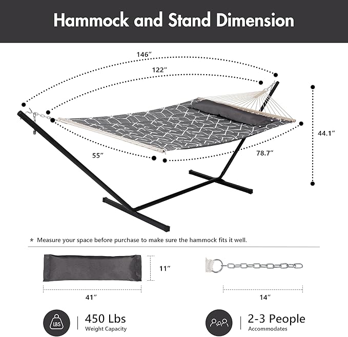 ANOW Double Hammock with Stand Included, 2 Person Hammock with Stand - Image 6