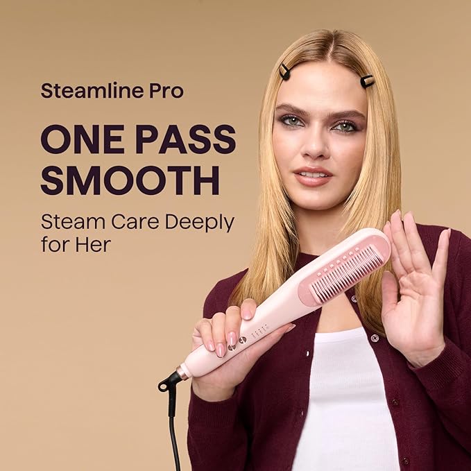 Wavytalk Pro Steam Hair Straightener Brush, Steamline Pro 3 in 1 Straightening Brush, Steam Reduces Damage, Nourishes Hair, and Expedites Straightening