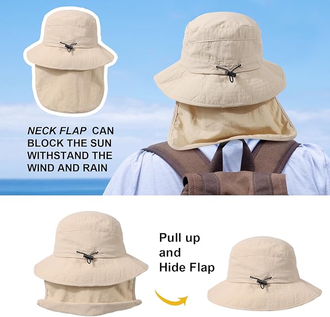 Water-Resistant Sun UPF 50+ Bucket Hat Protection Packable Brimmed Boonie - Image 6