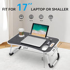 BUYIFY Folding Lap Desk, 23 Inch Portable Wood Deep Black Laptop Bed Desk Lap - Image 4