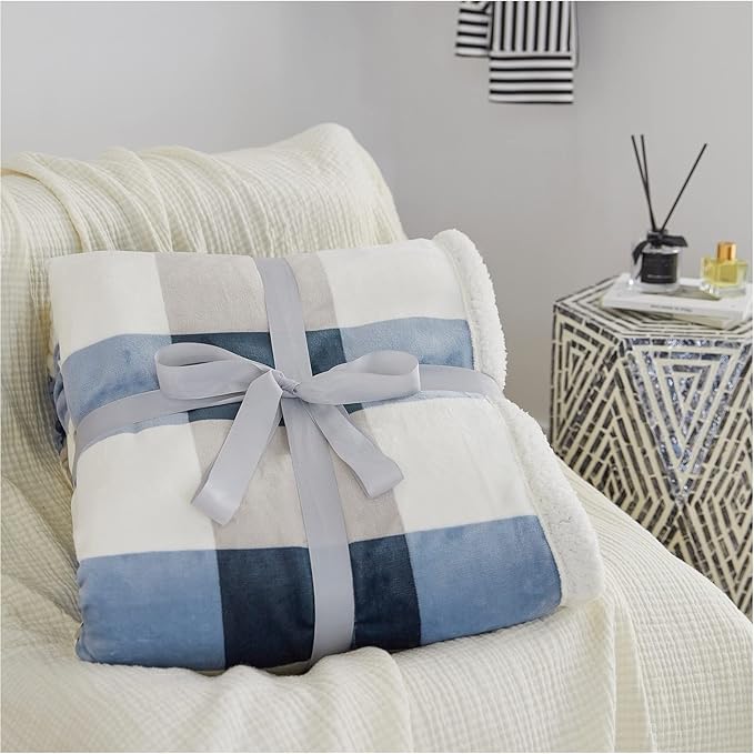 PU MEI Sherpa Fleece Throw Blanket 80" x 90" Full/Queen Reversible Plush Fluffy - Image 7