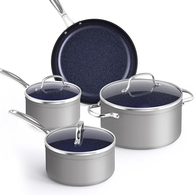 Nuwave Healthy Duralon Blue Ceramic Nonstick Coated 7pc Cookware Set, by NuWave