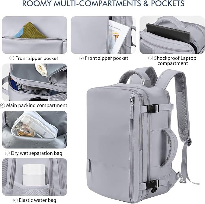 Beraliy Large Travel Backpack, Airline Approved Carry On Backpack, 16 Laptop - Image 6