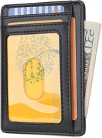 Buffway Slim Minimalist Front Pocket RFID Blocking Leather Wallets - Image 2