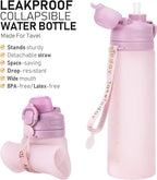 TakeToday Collapsible Water Bottles 20oz, Leak Proof, Foldable Silicone Travel - Image 4