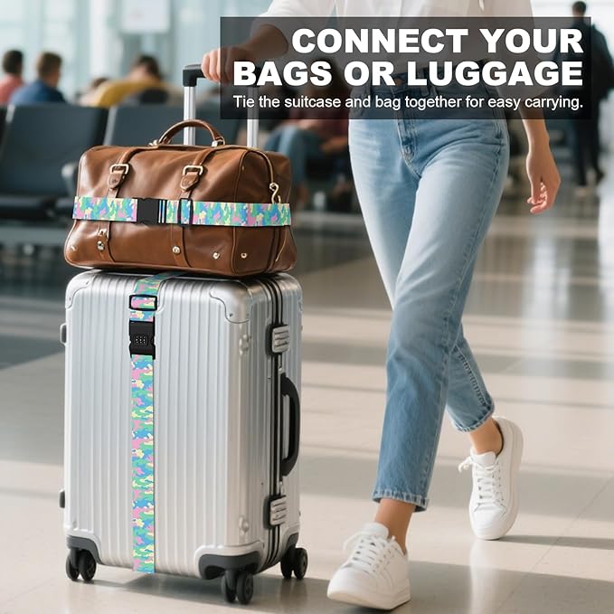 2 Pack Luggage Straps, Adjustable Cute Printing - Image 3
