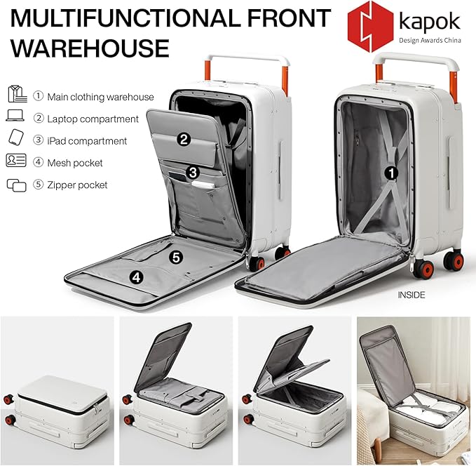 mixi Checked Luggage Wide Handle Luxury Design Rolling Travel Suitcase PC - Image 3