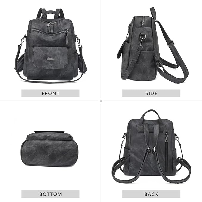 PU Leather Backpack Purse for Women Fashion Multipurpose Design Handbag Ladies - Image 3