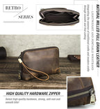 Electronic Organizer Zipper Bag Tech Pouch, Top Grain Leather Handmade - Image 6