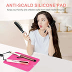 Oversize Silicone Heat Resistant Mat, Portable Travel Mat Cover for Curling Irons, Flat Irons, Hair Straightener and Hot Hair Styling Tools(14.2" x 11")