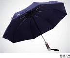 Balios Travel Umbrella Luxurious Golden Hardwood Handle Auto Open & Close - Image 7