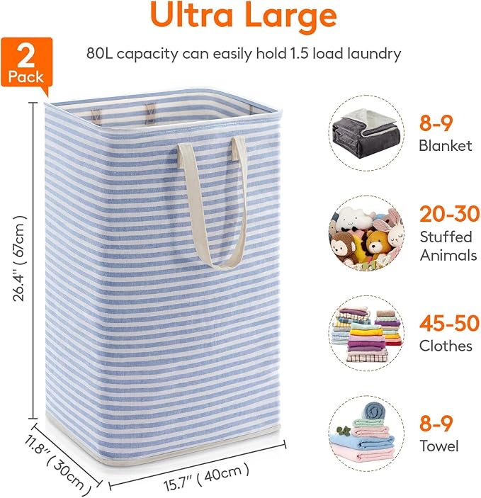 Lifewit 2 Pack Laundry Hamper Large Collapsible Laundry Baskets, Freestanding - Image 3
