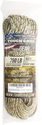 TOUGH-GRID 750 Paracord Rope Nylon Parachute Cord, Made in USA Survival Kit - Image 4