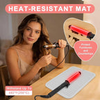 Oversize Silicone Heat Resistant Mat, Professional Hot Hair Tools Mat for Curling Iron, Flat Iron, Hair Straightener, Portable Hot Pad Cover with Velcro for Travel Home Salon(14.2" x 11.0")