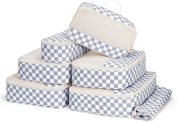Narwey 7 Set Checkered Packing Cubes by Narwey