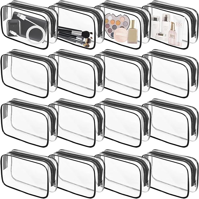 16 Pieces Clear Makeup Bags Bulk, TSA Approved Toiletry Bag by YedsIntu