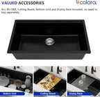 Dcolora 32 inches Granite Composite Kitchen Sink Workstation Black Undermount - Image 4