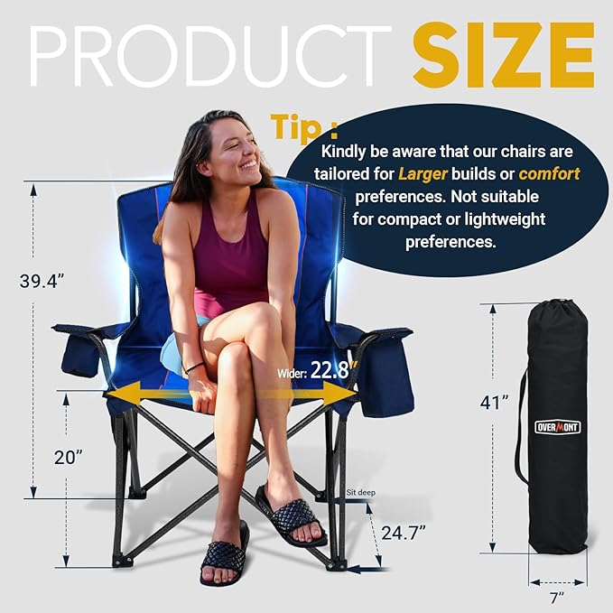 Overmont Oversized Folding Camping Chair - Image 3