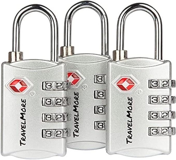 3 Pack TSA Luggage Locks with 4 Digit Combination – Heavy Duty Set Your Own by TravelMore