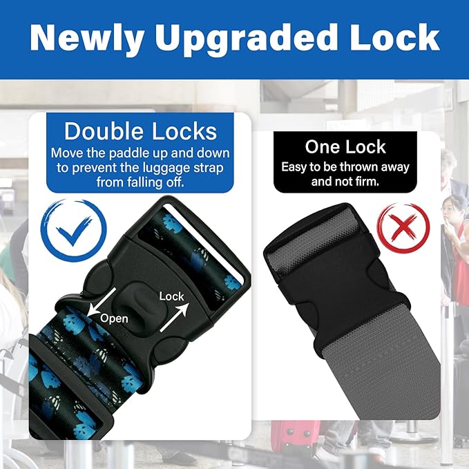 2 Pack Luggage Straps for Suitcases, Adjustable Travel Belt - Image 2