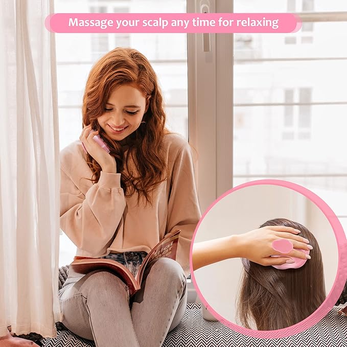 URTHEONE Soft Silicone Hair Scalp Massager Shampoo Brush for Wet Dry Oily Curly Straight Thick Thin Rough Long Short Natural Men Women Kids Pets Hair Care Tools（Pink