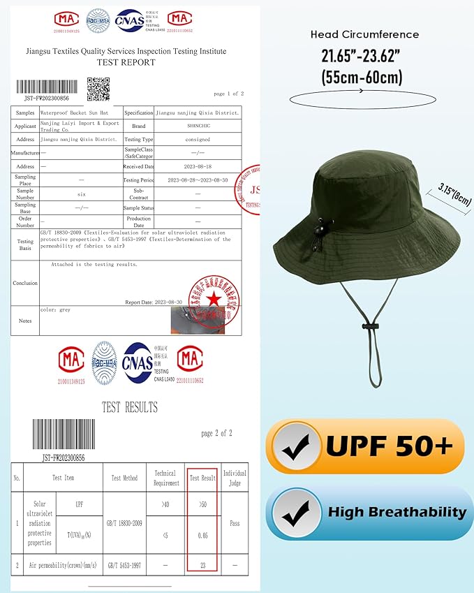 Water-Resistant Sun UPF 50+ Bucket Hat Protection Packable Brimmed Boonie - Image 5