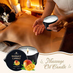 3 Pack Massage Oil Candles 2.35oz Low Temp Massage Candle Wax 3 Scent Spa Therapy Body Oil Valentines Gifts for Relaxation, Couples, or Self-Care (Sweet Peach, Passion Raspberry, Tropical Mango)