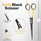 Professional Barber Hair Cutting Scissors 7.5” – Premium Japanese Stainless Steel Hair Shears with Razor Edge Blades – Salon & Home Haircut Scissors for Men, Women, Kids & Pets – Black Gold Series