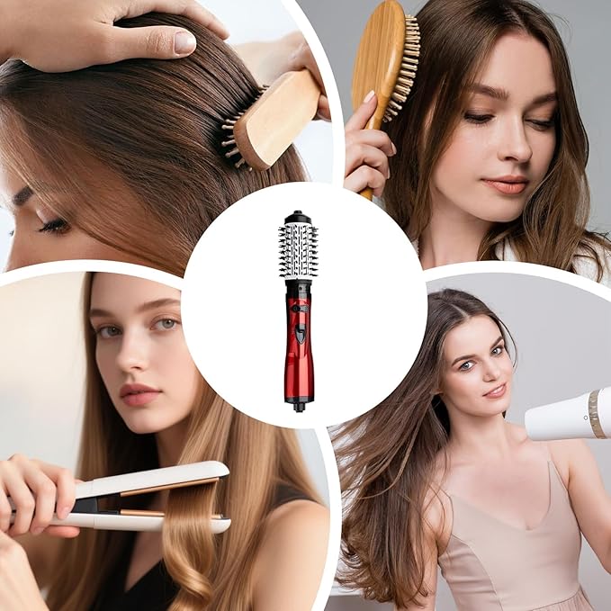 Heated Styling Brush Dryer - All in Volumizing Tool for Quick Looks | Coated Body with Even Heat Flow, Electric Grooming Appliance for Daily Styling 14.57x5.51 in