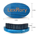 Curved Wave Brush for Men 360 - Medium Hard Palm Hair Brushes with Boar Bristles for Black Hair Wavers to Creating 360 Waves (Stripes Blue)