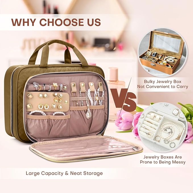 Toiletry Bag for Women with Jewelry Organizer Compartment, Travel Makeup - Image 6