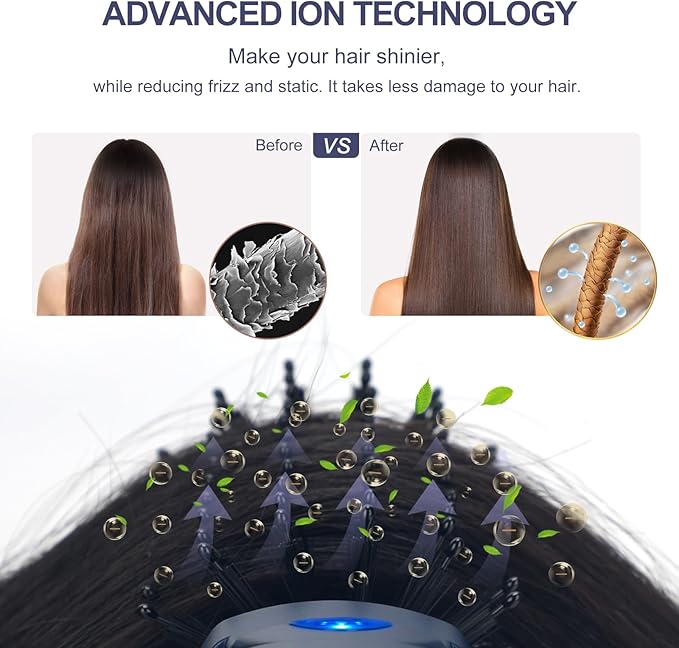 Hair Dryer Brush, Aima Beauty 4-in-1 Upgrade Hot Air Straightener Curler Function for Women, Hair Styling Tools, Prussian Blue-Round
