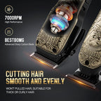 BESTBOMG® Professional Hair Clippers for Men, Professional Barber Clippers and Trimmer Set, Mens Cordless Hair Clipper for Barbers Haircut Kit Fade, BS-807E (Bronze)