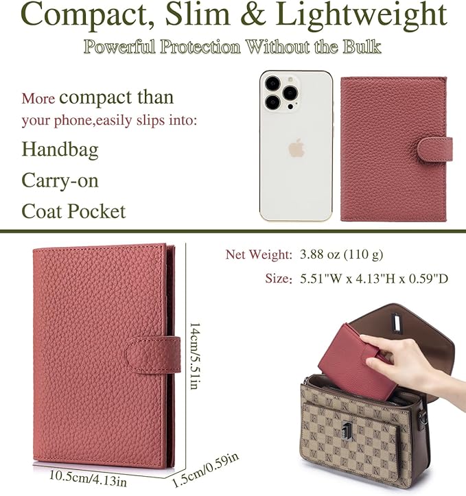 Slim RFID Passport Wallet for Women – Leather Travel Passport Holder for Men - Image 5