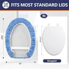 Microfiber Elongated Toilet Seat Cover 19.5"x 15" Machine Washable Solid Toilet - Image 2